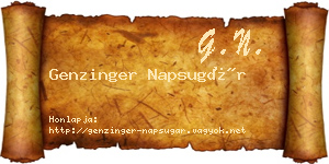 Genzinger Napsugár névjegykártya